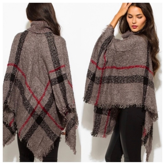 ShopEvelynne Sweaters - Boho Oversized Plaid Poncho